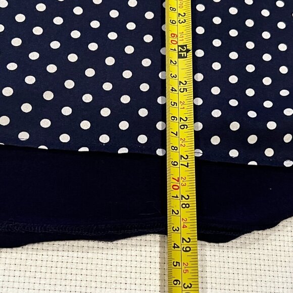 FENN WRIGHT MANSON Navy Blue Polka Dot Mixed Media Sleeveless Blouse Size Large - Picture 3 of 8